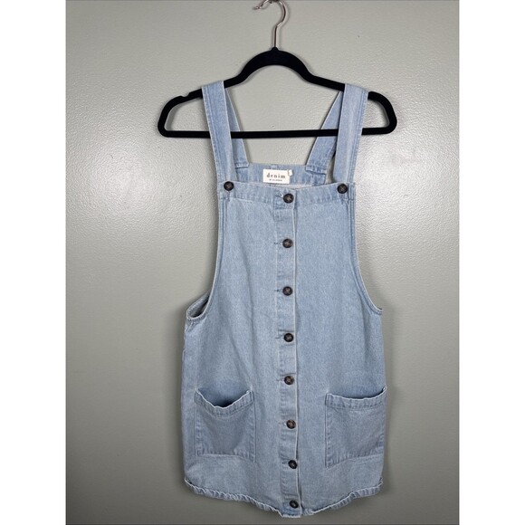 Denim By Ellison Cute Button Down Overall‎ Dress Denim Artsy Festival Size Small - Picture 1 of 5